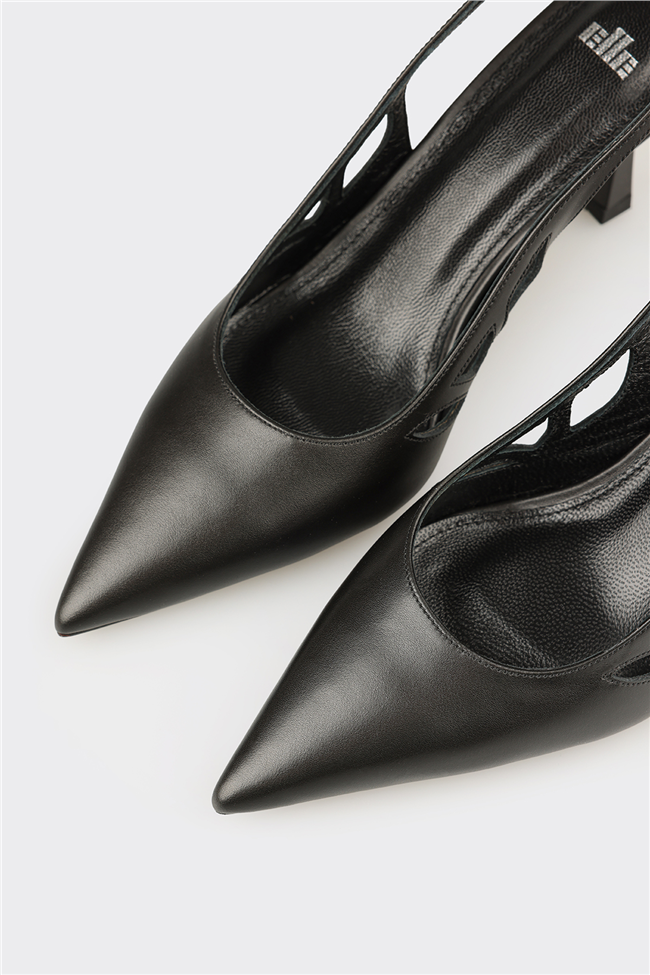 Siyah Deri Kadın Klasik Ayakkabı