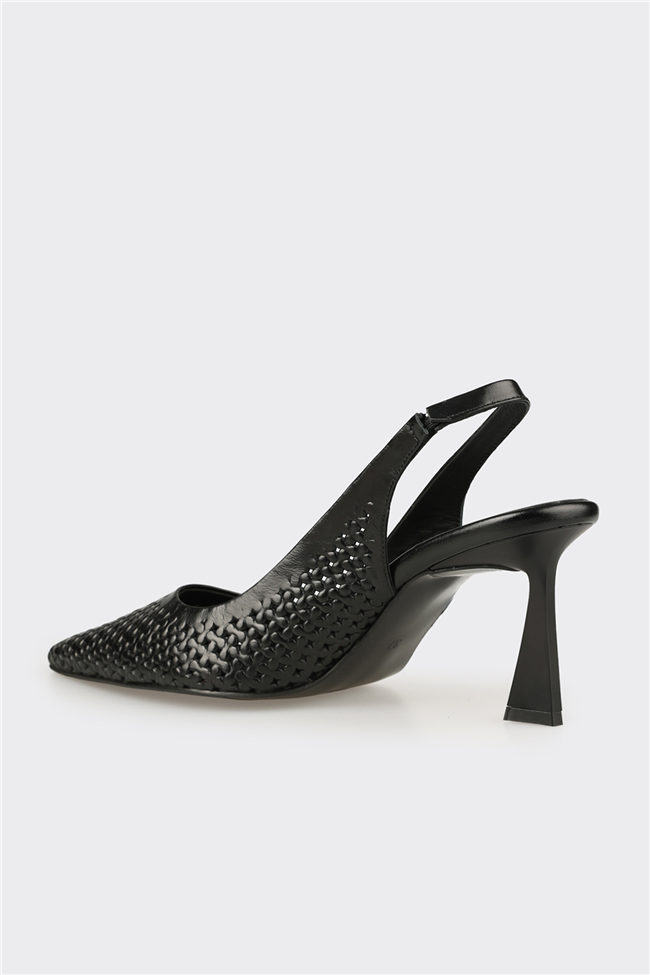 Siyah Deri Kadın Klasik Ayakkabı