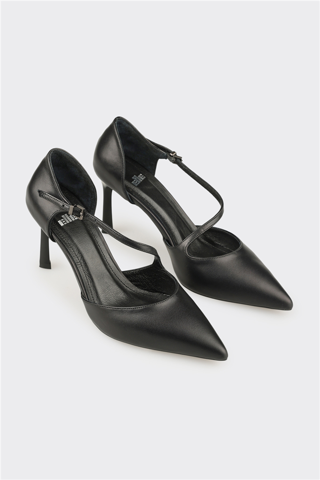 Siyah Deri Kadın Klasik Ayakkabı