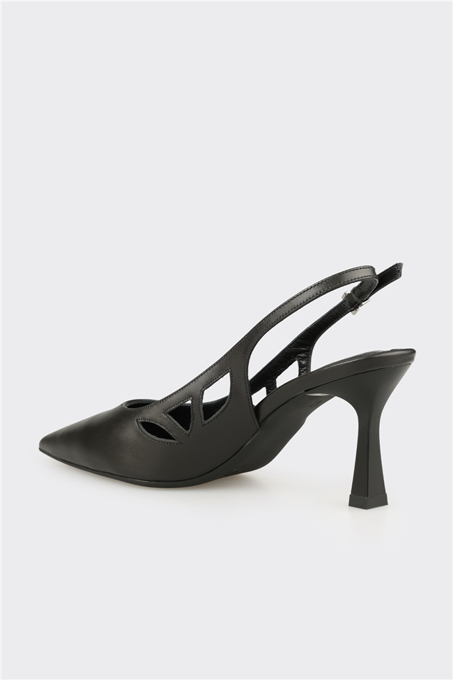 Siyah Deri Kadın Klasik Ayakkabı