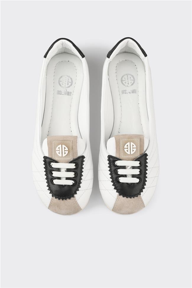 Siyah Deri Kadın Spor Ayakkabı