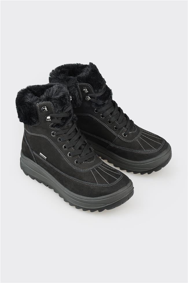 Siyah Deri Kadın Spor Bot