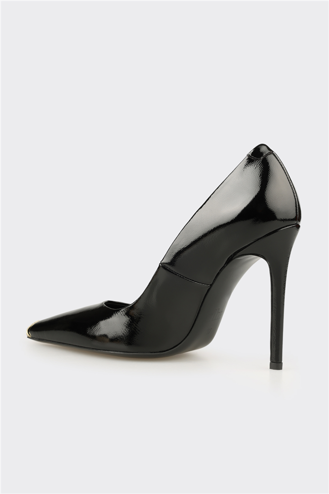Siyah Deri Kadın Stiletto