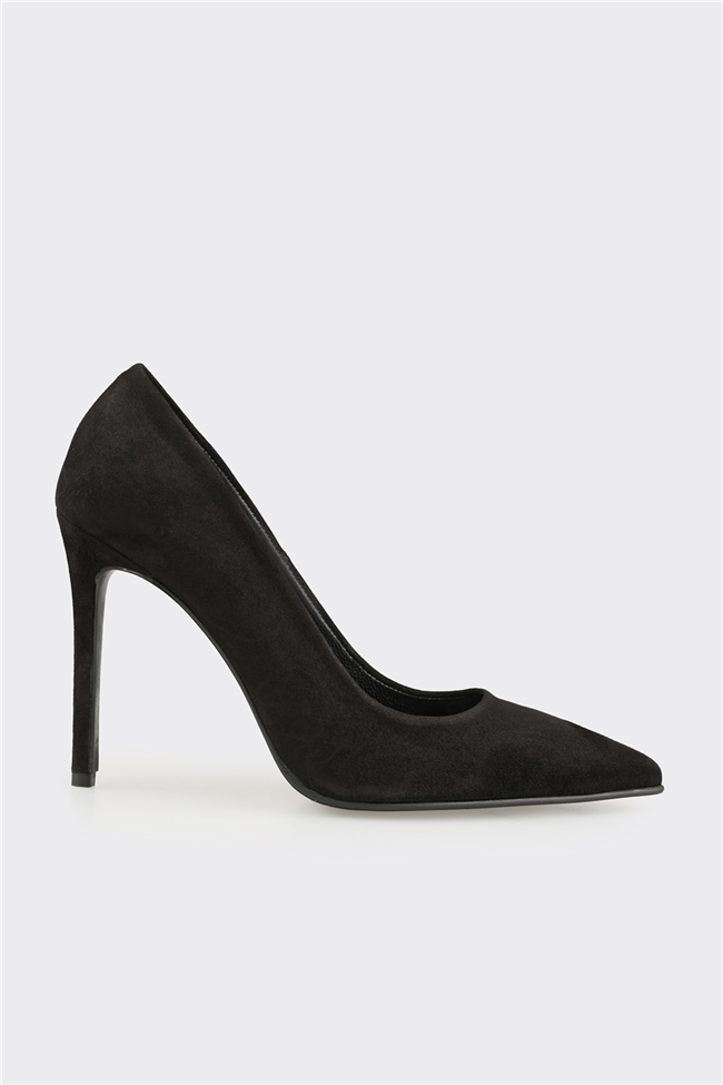 Siyah Deri Kadın Stiletto