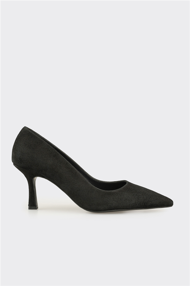 Siyah Deri Kadın Stiletto