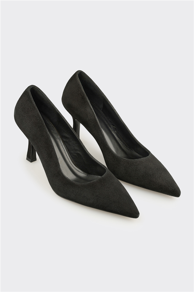 Siyah Deri Kadın Stiletto