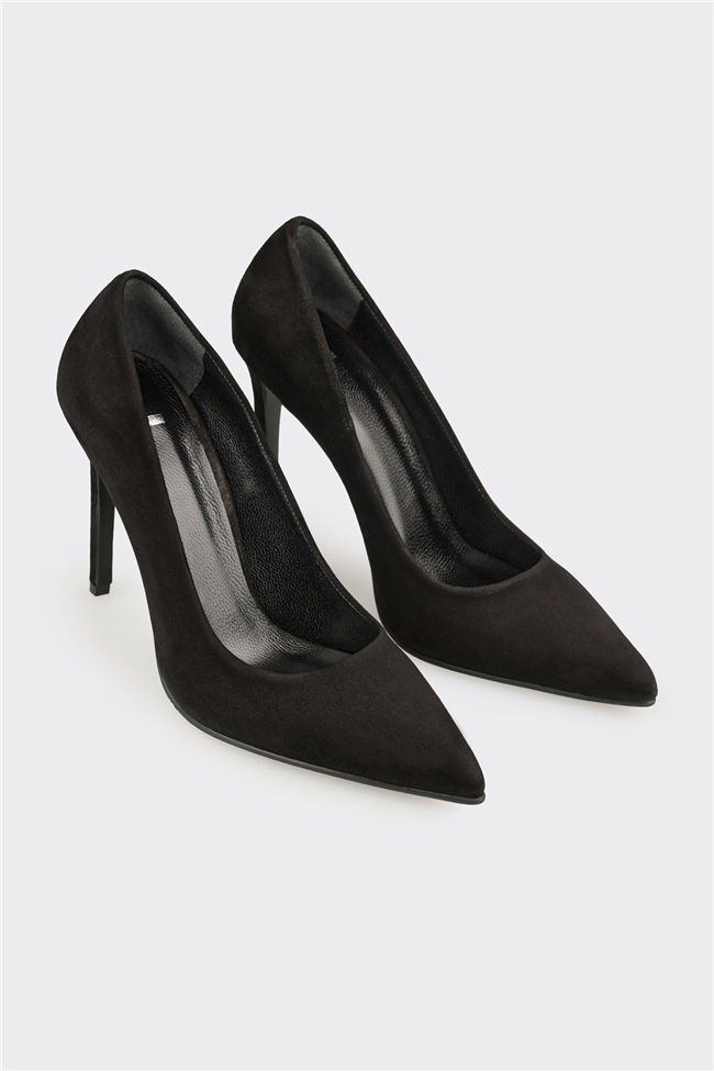 Siyah Deri Kadın Stiletto