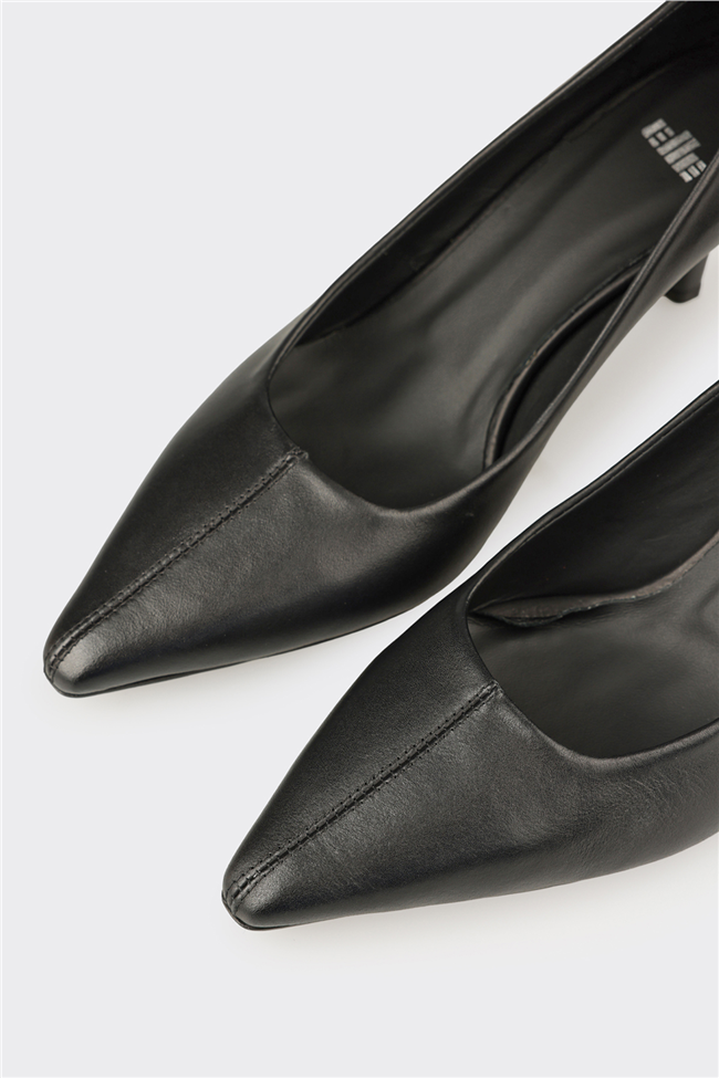 Siyah Deri Kadın Stiletto