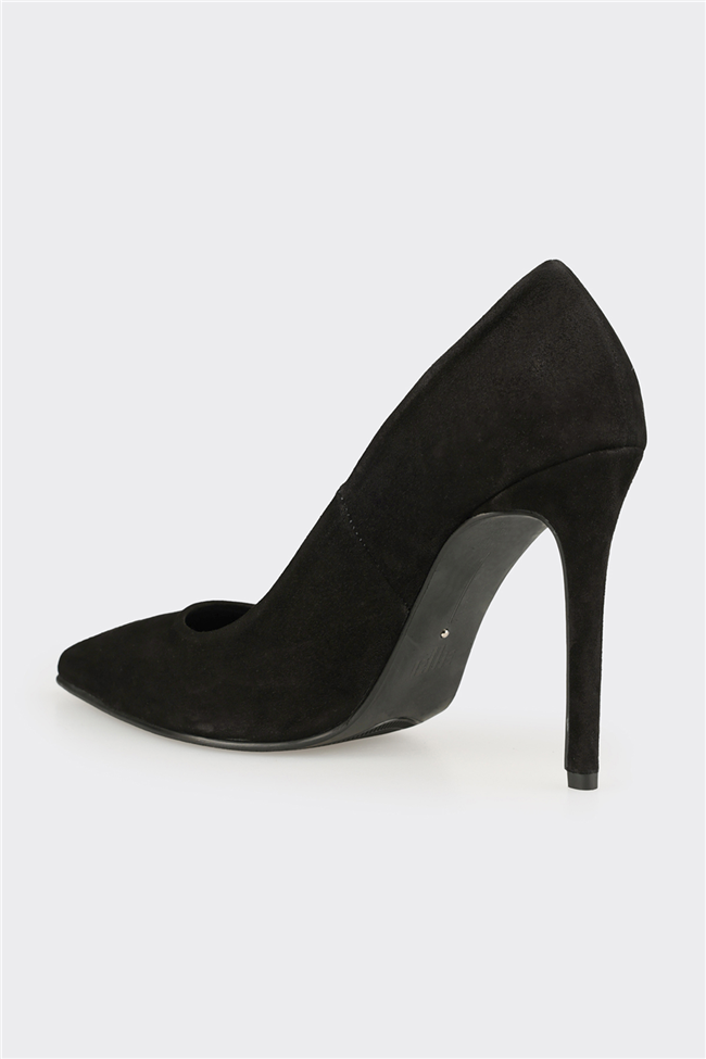 Siyah Deri Kadın Stiletto