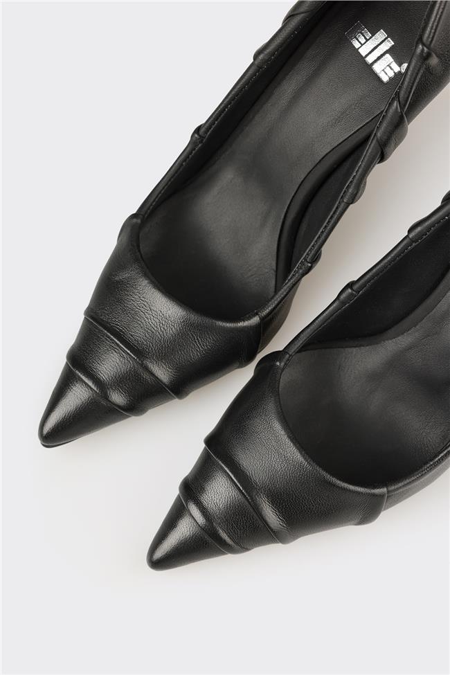 Siyah Deri Kadın Stiletto