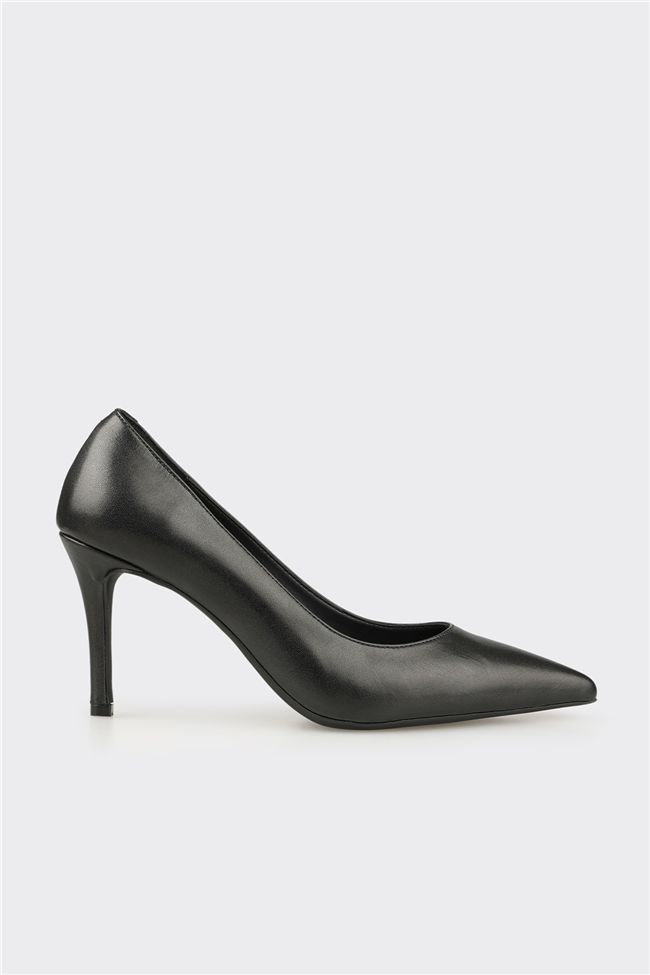 Siyah Deri Kadın Stiletto