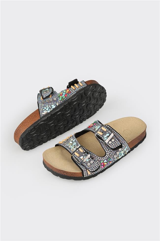 Siyah Deri Kadın Terlik