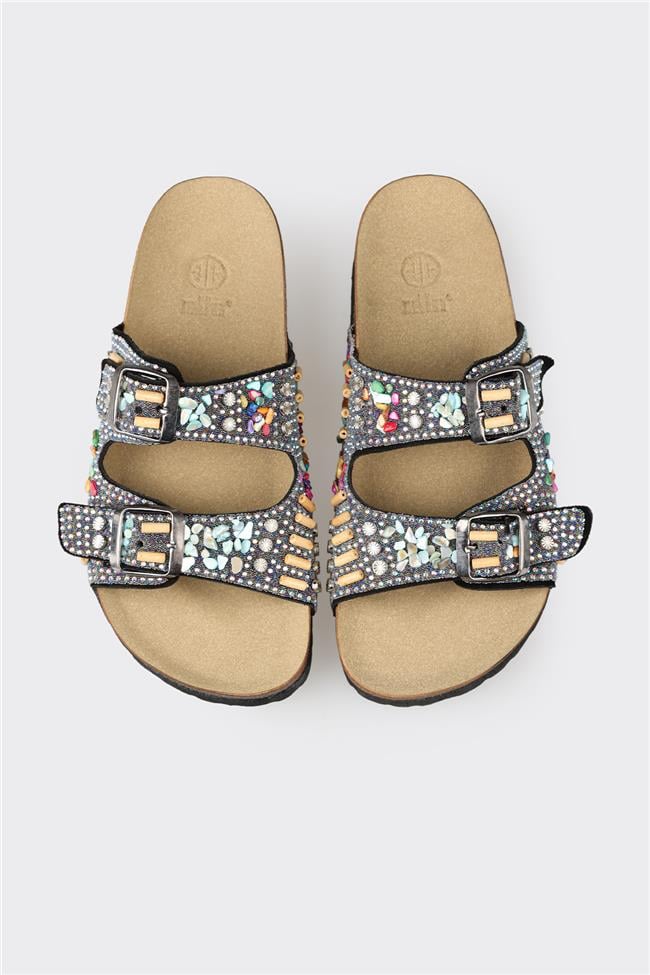 Siyah Deri Kadın Terlik