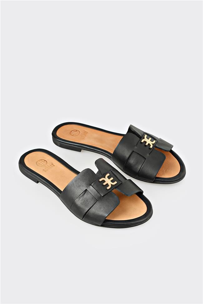 Siyah Deri Kadın Terlik