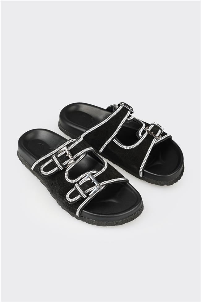 Siyah Deri Kadın Terlik