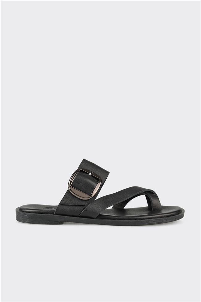 Siyah Deri Kadın Terlik