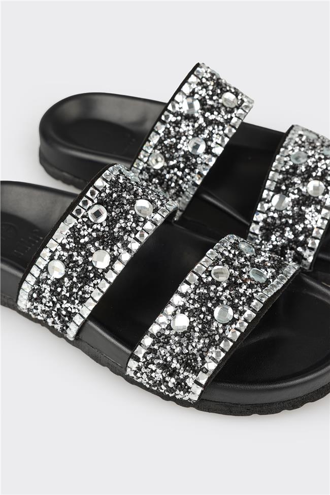 Siyah Deri Kadın Terlik