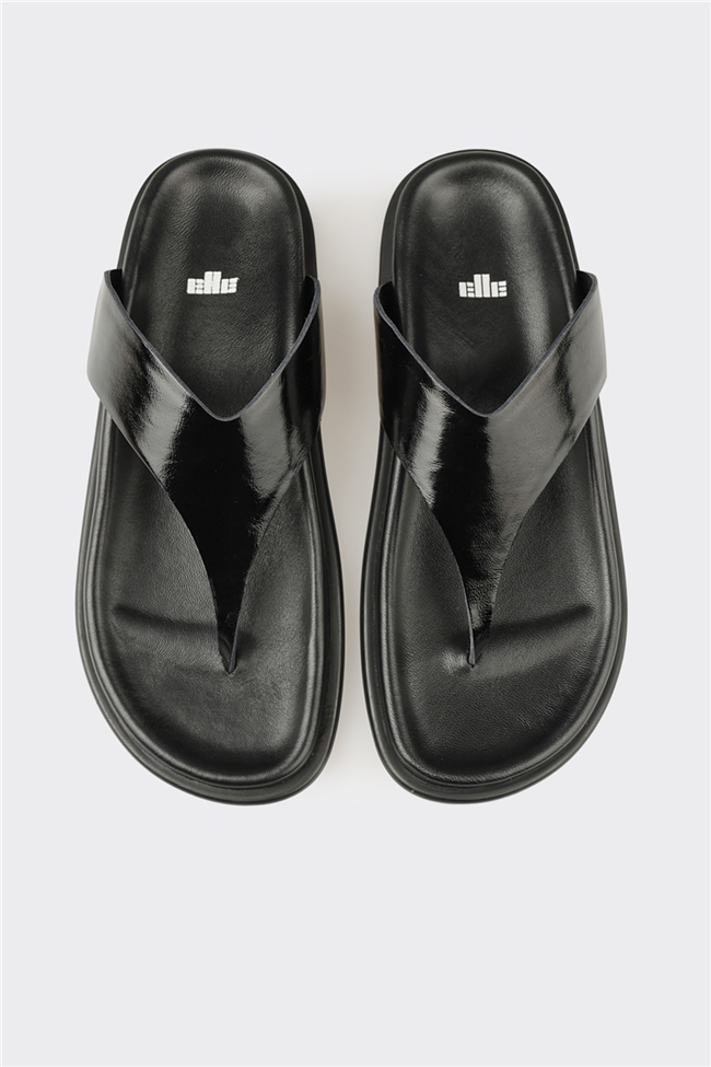 Siyah Deri Kadın Terlik