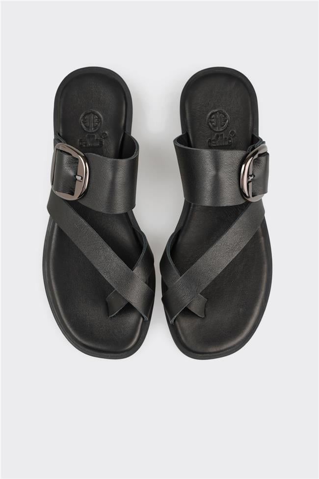 Siyah Deri Kadın Terlik