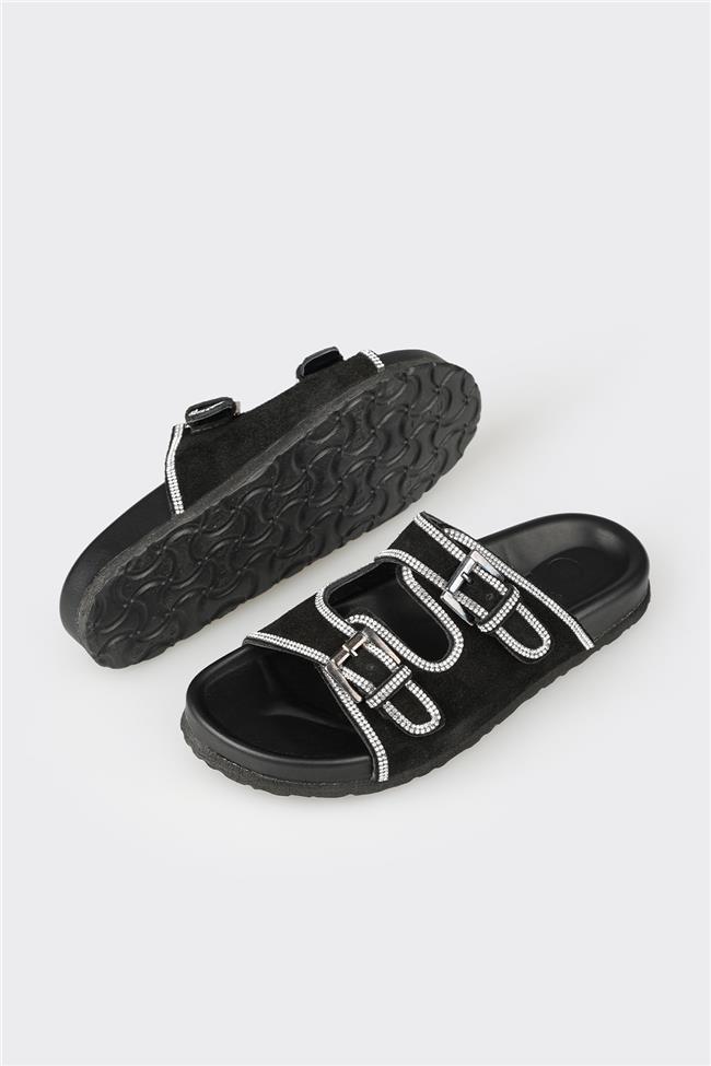 Siyah Deri Kadın Terlik