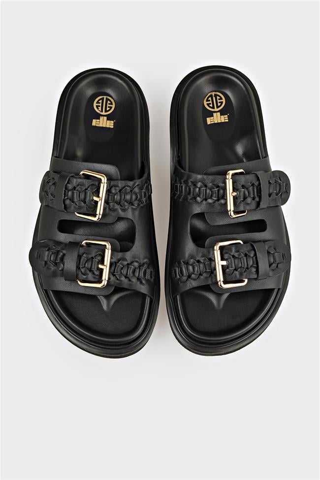 Siyah Deri Kadın Terlik