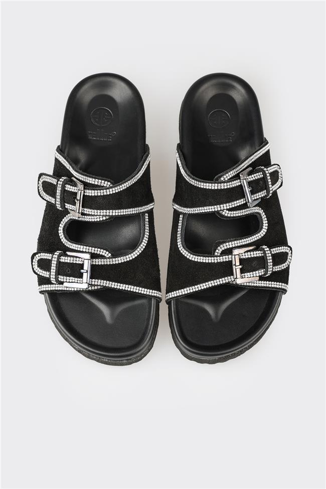 Siyah Deri Kadın Terlik