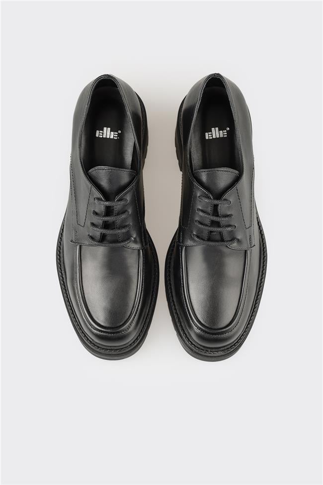 Siyah Deri Kadın Topuklu Ayakkabı