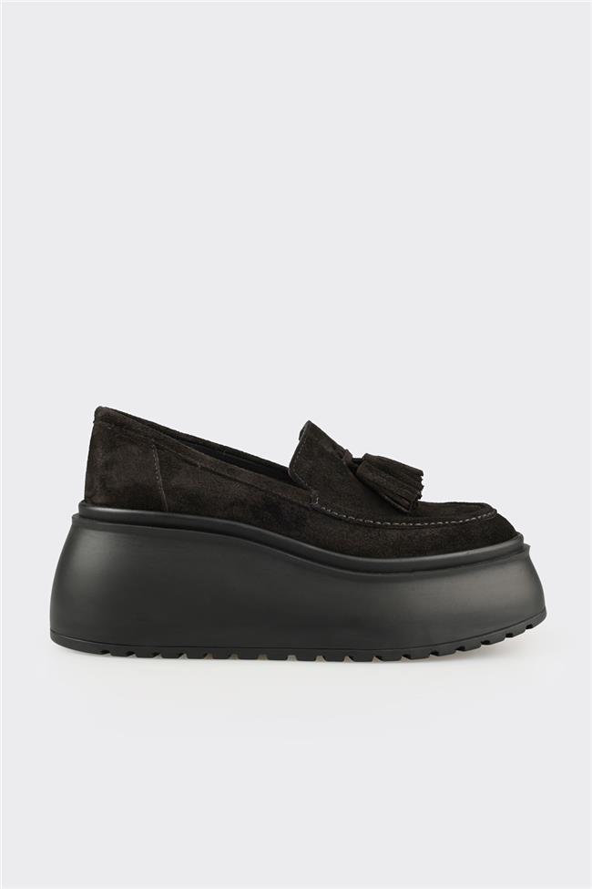 Siyah Deri Kadın Topuklu Ayakkabı