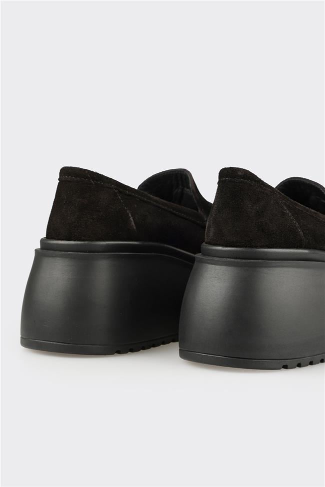 Siyah Deri Kadın Topuklu Ayakkabı