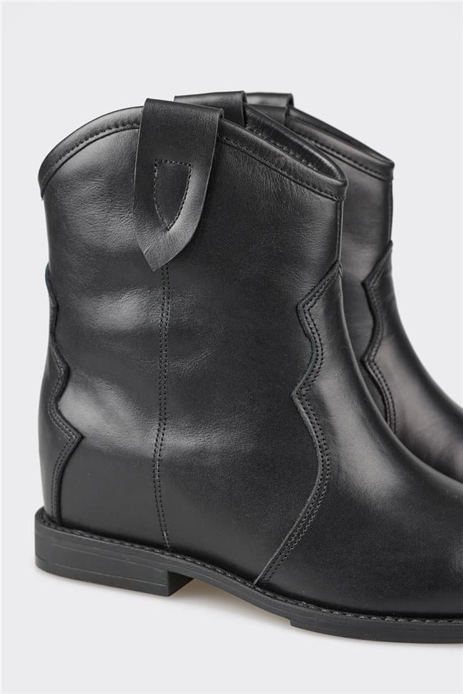 Siyah Deri Kadın Western Bot