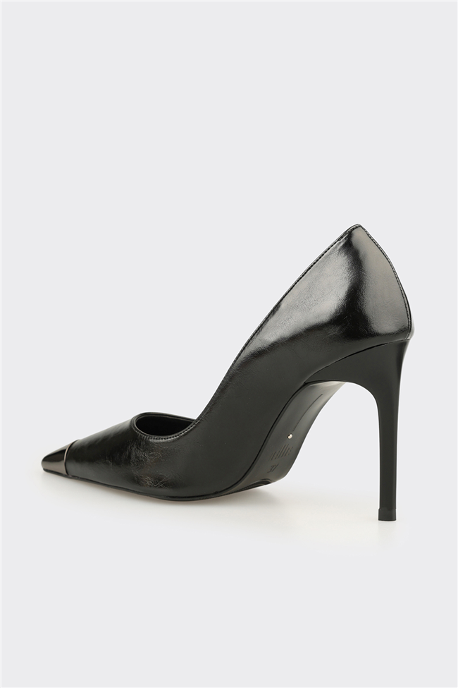 Siyah Deri Kadın Stiletto