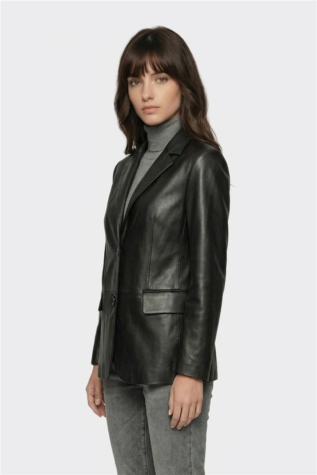 Siyah Kadın Deri Ceket