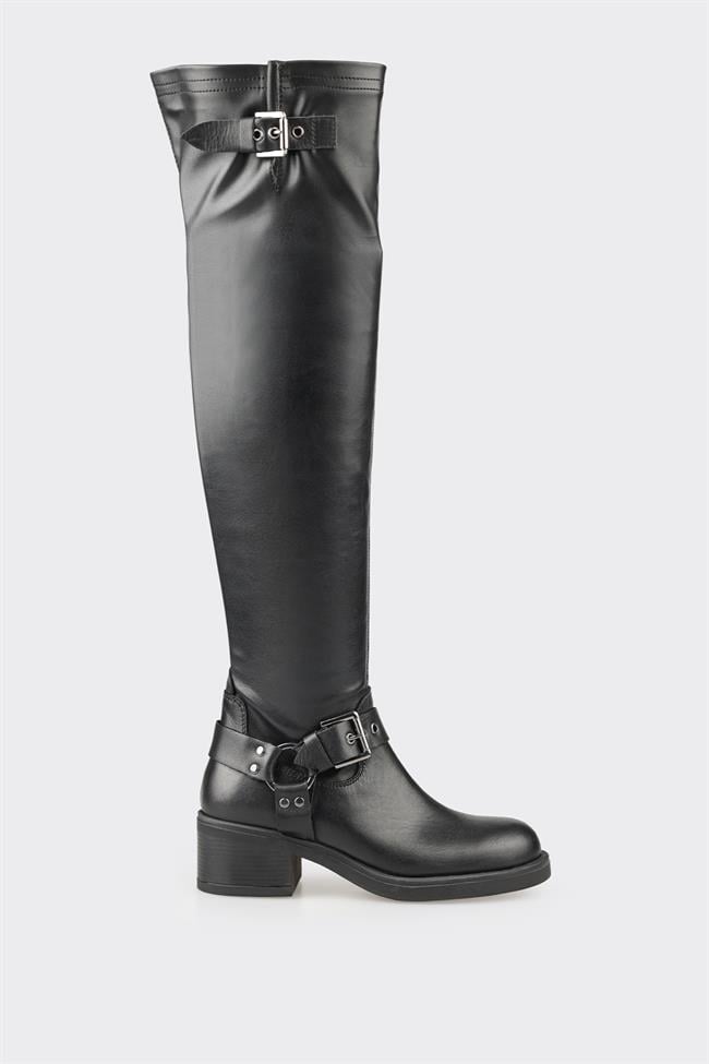 Siyah Kadın Düz Çizme