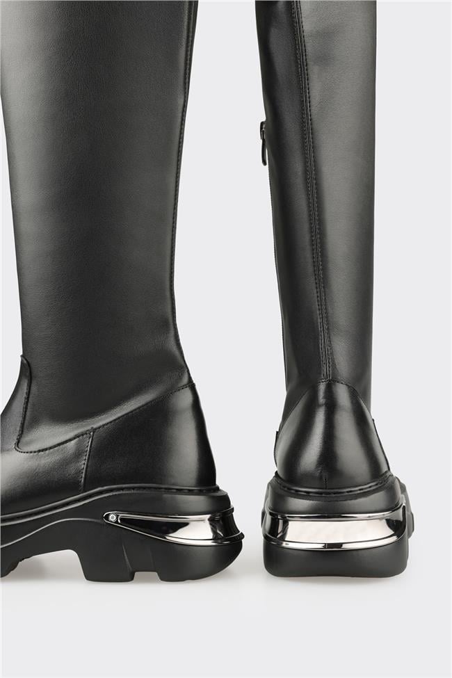 Siyah Kadın Düz Çizme