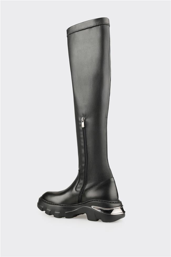 Siyah Kadın Düz Çizme