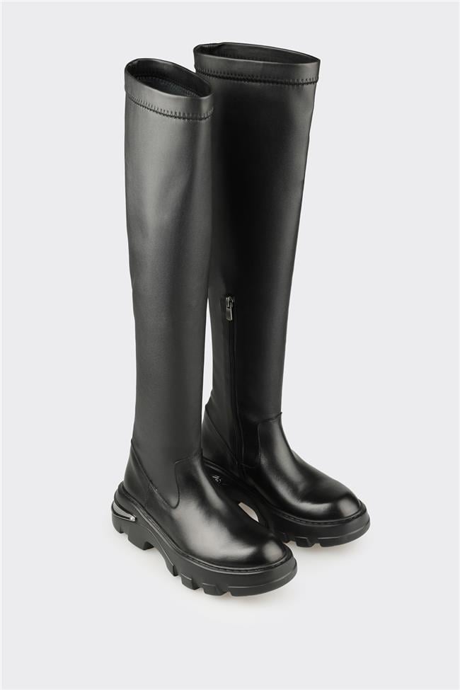 Siyah Kadın Düz Çizme