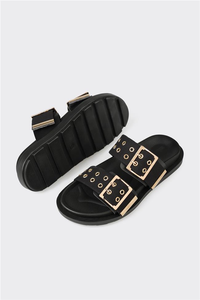 Siyah Kadın Düz Terlik