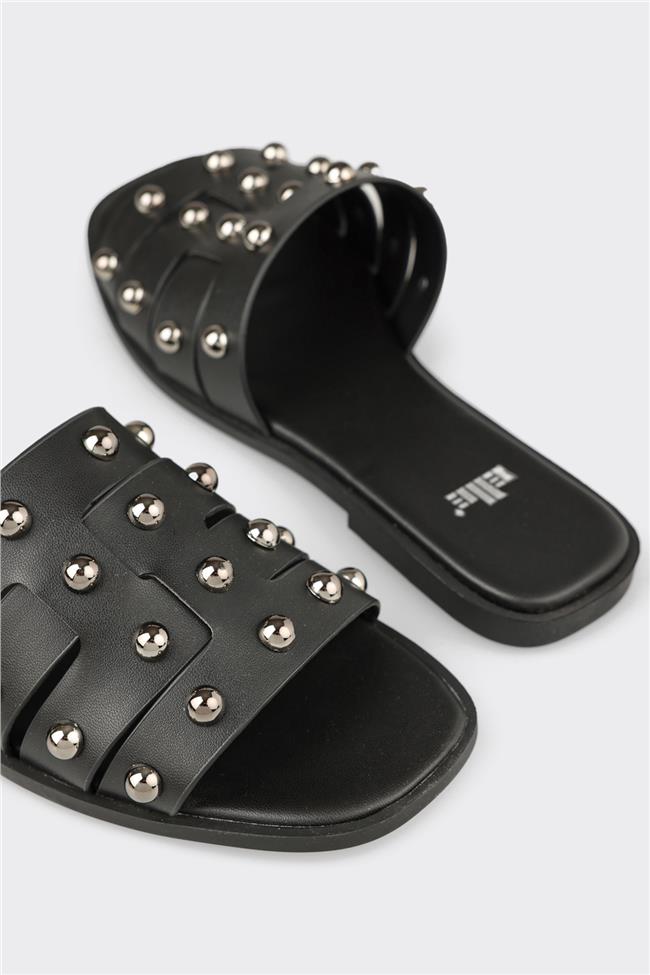 Siyah Kadın Düz Terlik