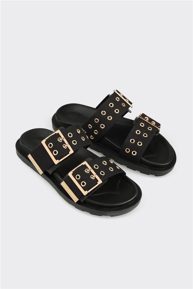 Siyah Kadın Düz Terlik