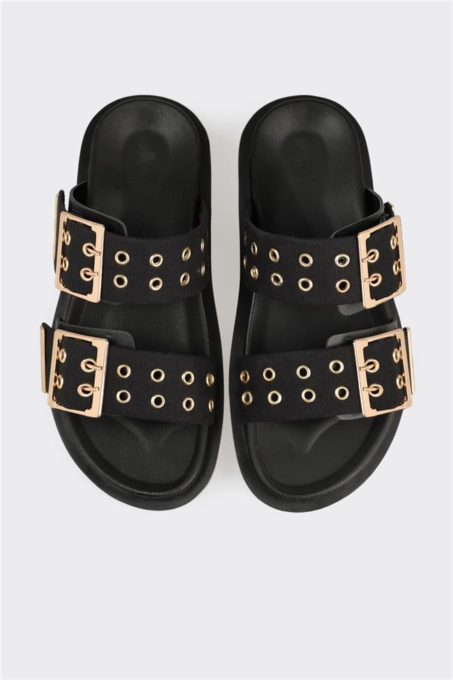 Siyah Kadın Düz Terlik