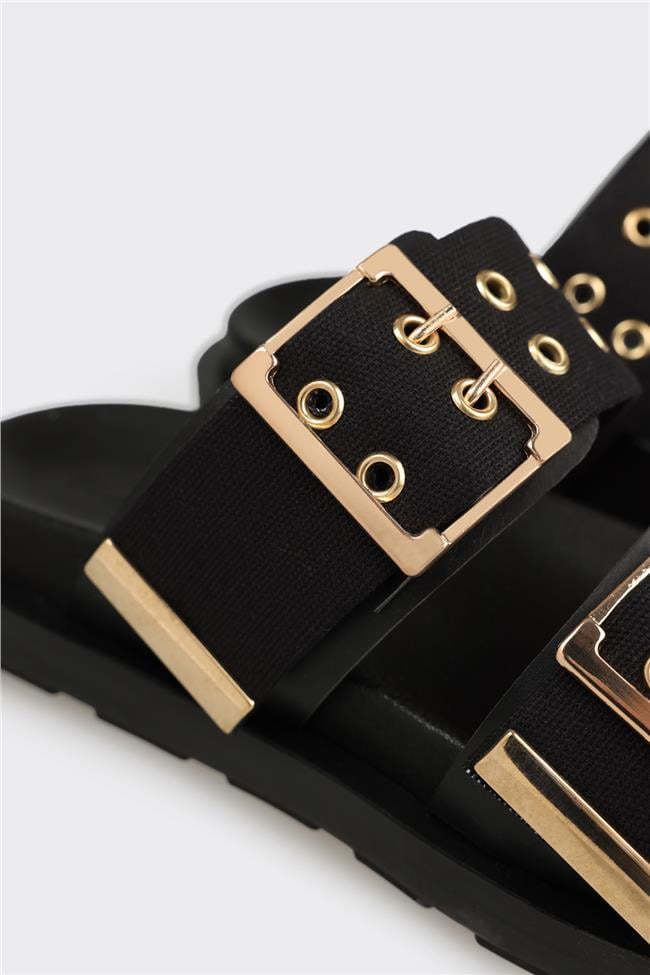 Siyah Kadın Düz Terlik