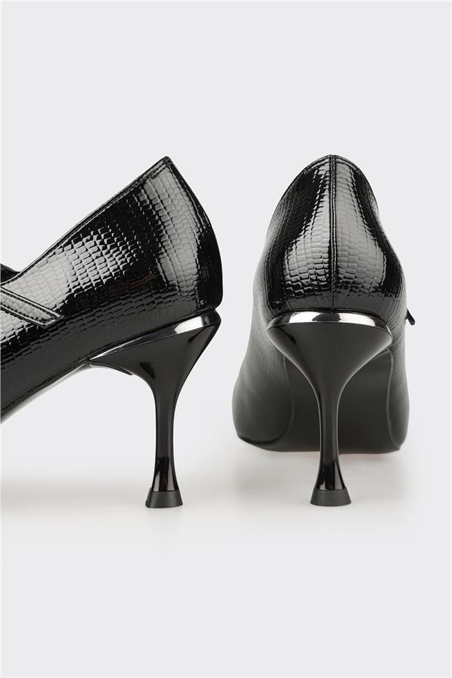 Siyah Kadın Orta Topuk Ayakkabı