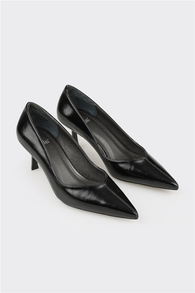 Siyah Kadın Orta Topuk Ayakkabı