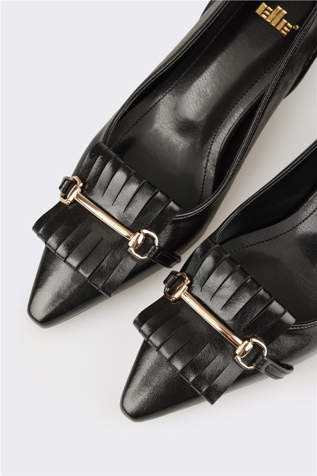 Siyah Kadın Orta Topuk Ayakkabı