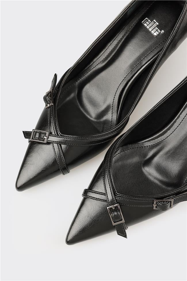 Siyah Kadın Orta Topuk Ayakkabı