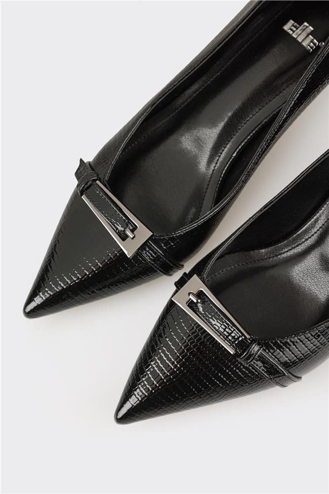 Siyah Kadın Orta Topuk Ayakkabı