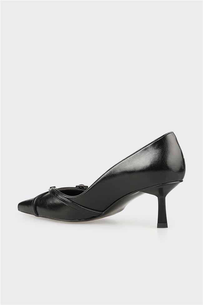 Siyah Kadın Orta Topuk Ayakkabı