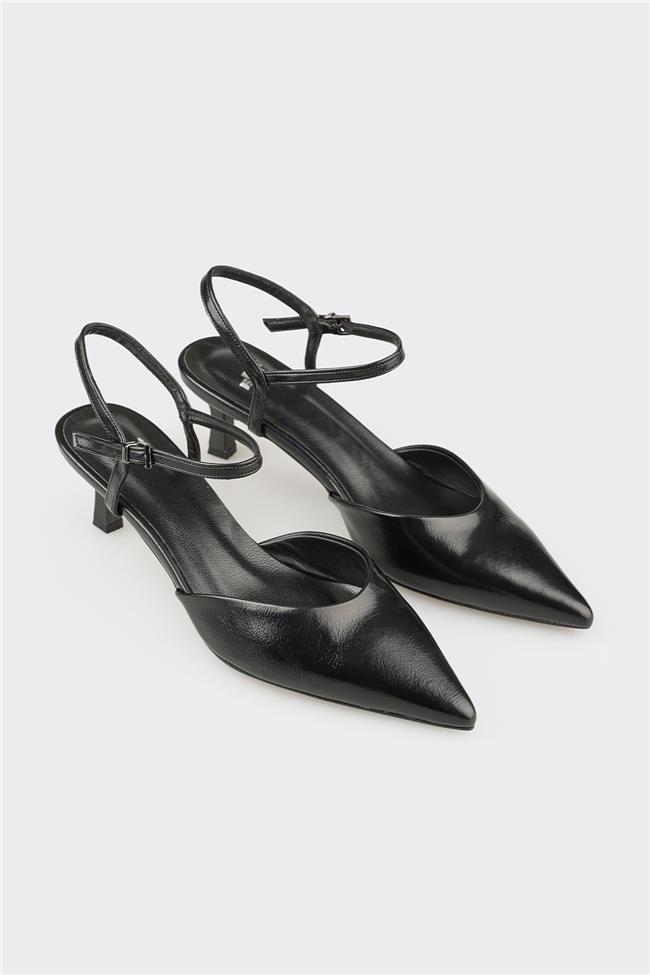 Siyah Kadın Orta Topuk Ayakkabı