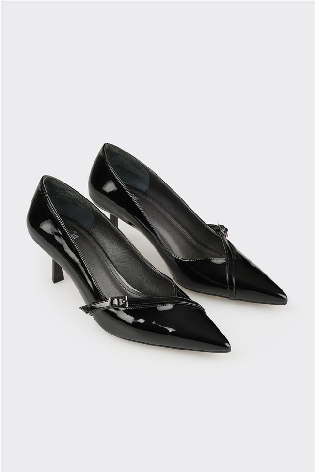 Siyah Kadın Orta Topuk Ayakkabı