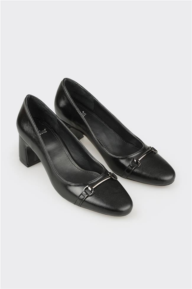 Siyah Kadın Orta Topuk Ayakkabı